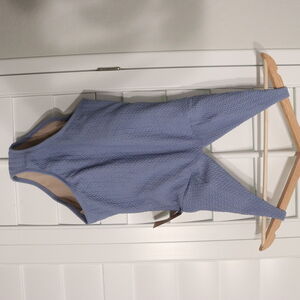 Shade & Shore New Women's XS Dusty Blue Textured One Piece Swimsuit